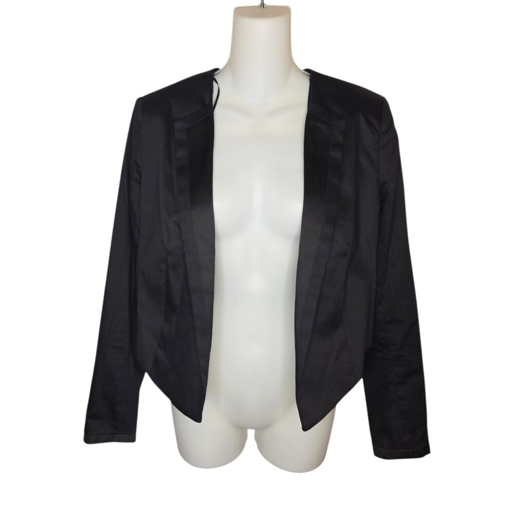Kate Young for Target Black Cropped Blazer Jacket with Leopard Print Lining, 6